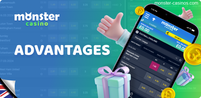 Monster Casino in UK - betting benefits