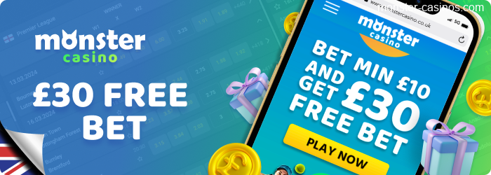 Free bet for UK bettors at Monster Casino