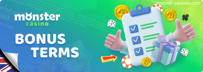 Bonus Terms at Monster Casino for Players from UK