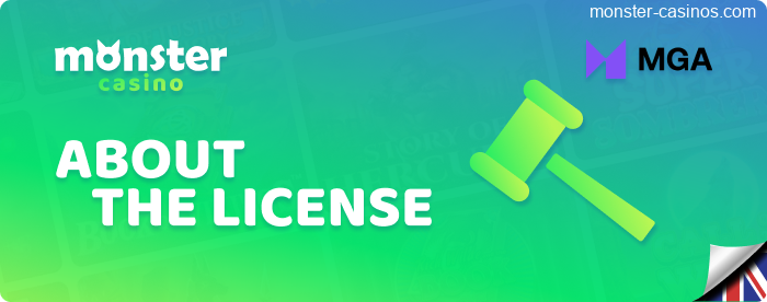 About the license of Monster Casino in UK