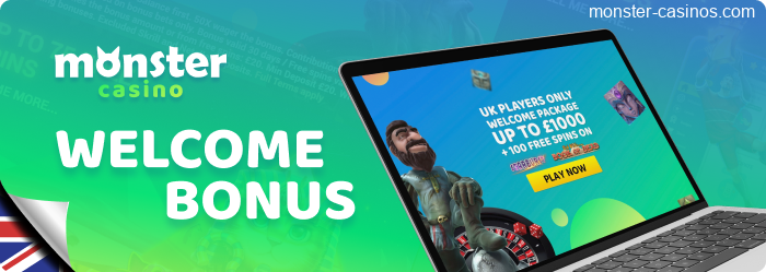 Welcome Bonus offer for Monster Casino UK players