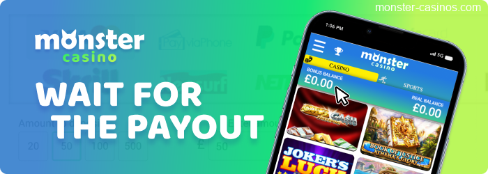 Payout for the UK players at Monster Casino