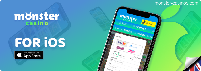 Monster Casino UK App for iOS smartphones