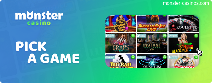 Which game to choose for the Monster Casino player from UK